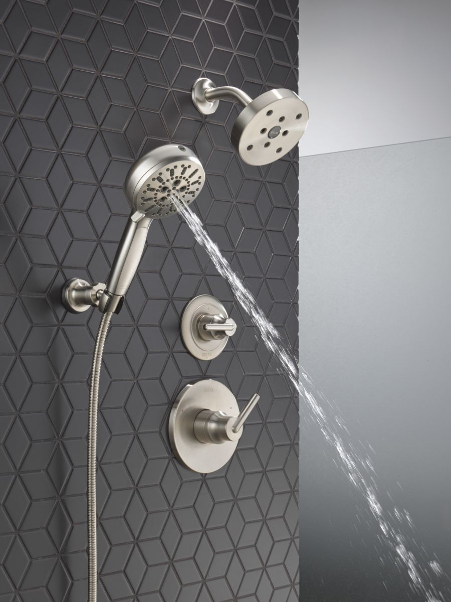 DELTA Universal Showering Components 7-Setting Wall Mount Hand Shower with Cleaning Spray — Lumicoat® Stainless