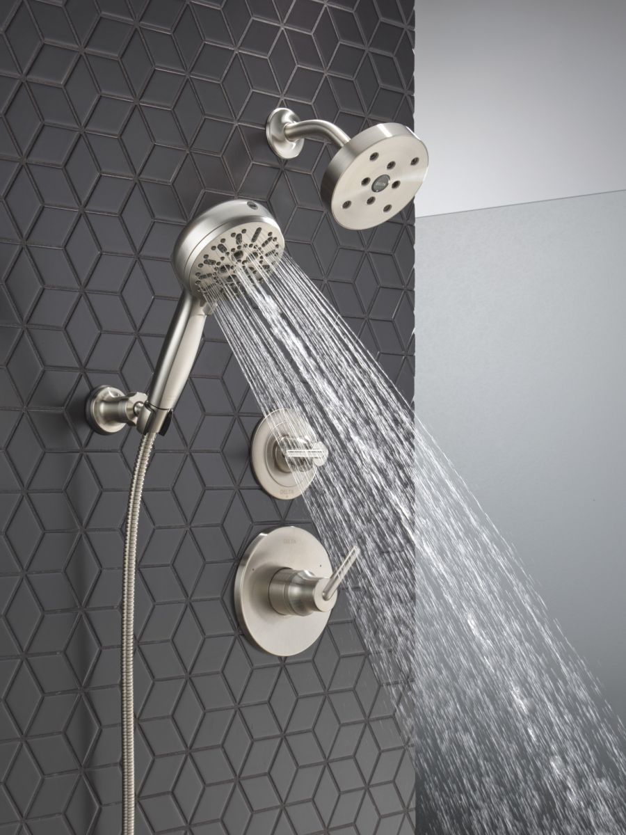 DELTA Universal Showering Components 7-Setting Wall Mount Hand Shower with Cleaning Spray — Lumicoat® Stainless