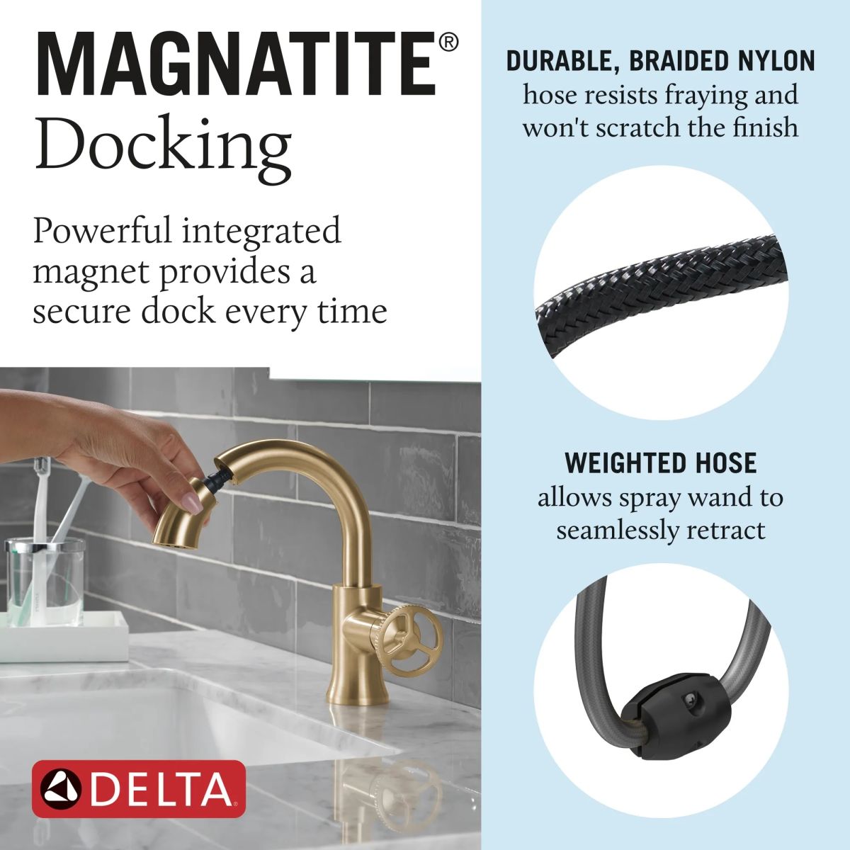 DELTA Trinsic Single Handle Pull-Down Bathroom Faucet — Champagne Bronze