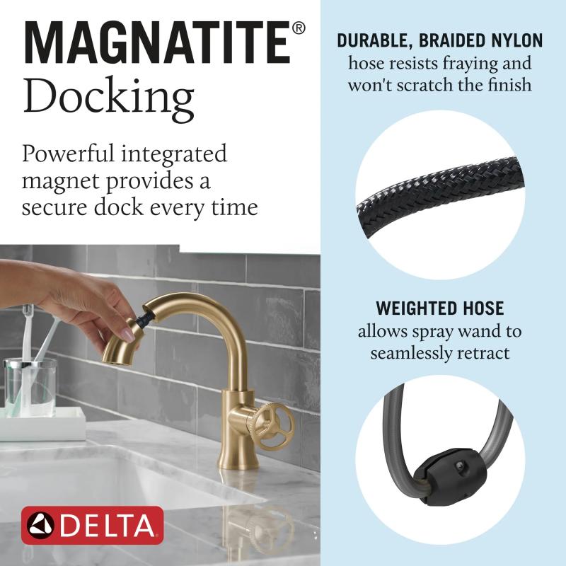 DELTA Trinsic Single Handle Pull-Down Bathroom Faucet — Champagne Bronze