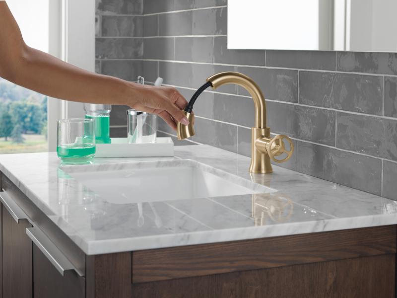 DELTA Trinsic Single Handle Pull-Down Bathroom Faucet — Champagne Bronze