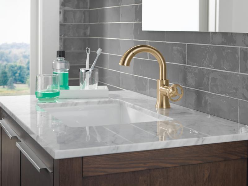 DELTA Trinsic Single Handle Pull-Down Bathroom Faucet — Champagne Bronze