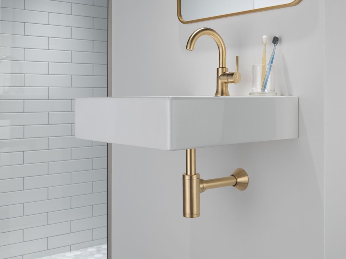 DELTA Trinsic Single Handle High-Arc Bathroom Faucet — Champagne Bronze