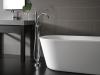 DELTA Trinsic Single Handle Floor Mount Tub Filler Trim with Hand Shower — Chrome