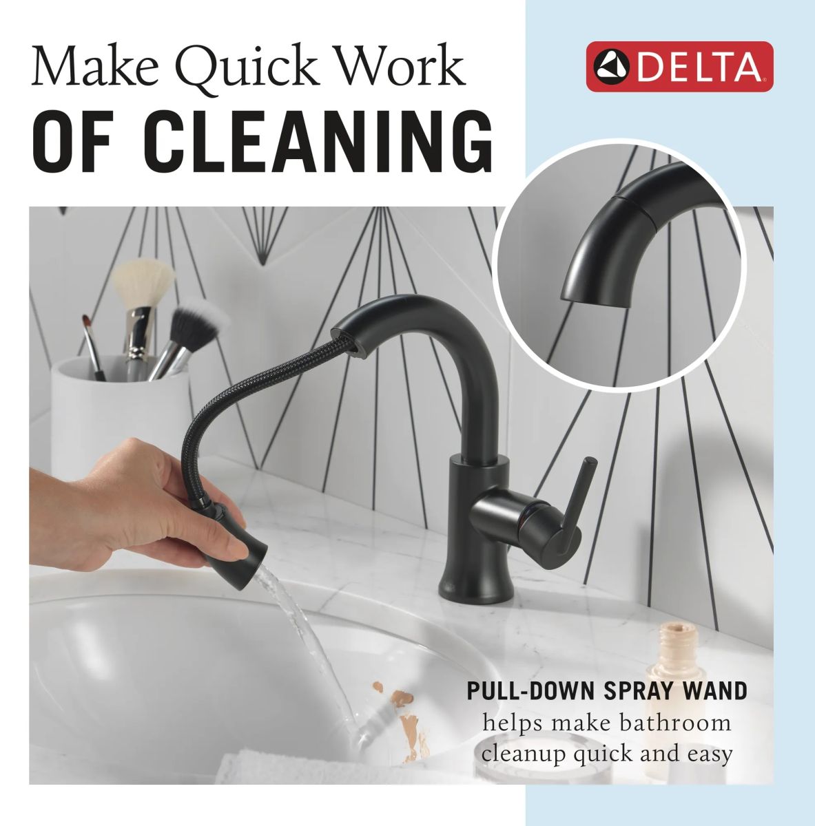 DELTA Trinsic Single Handle Pull-Down Bathroom Faucet — Matte Black