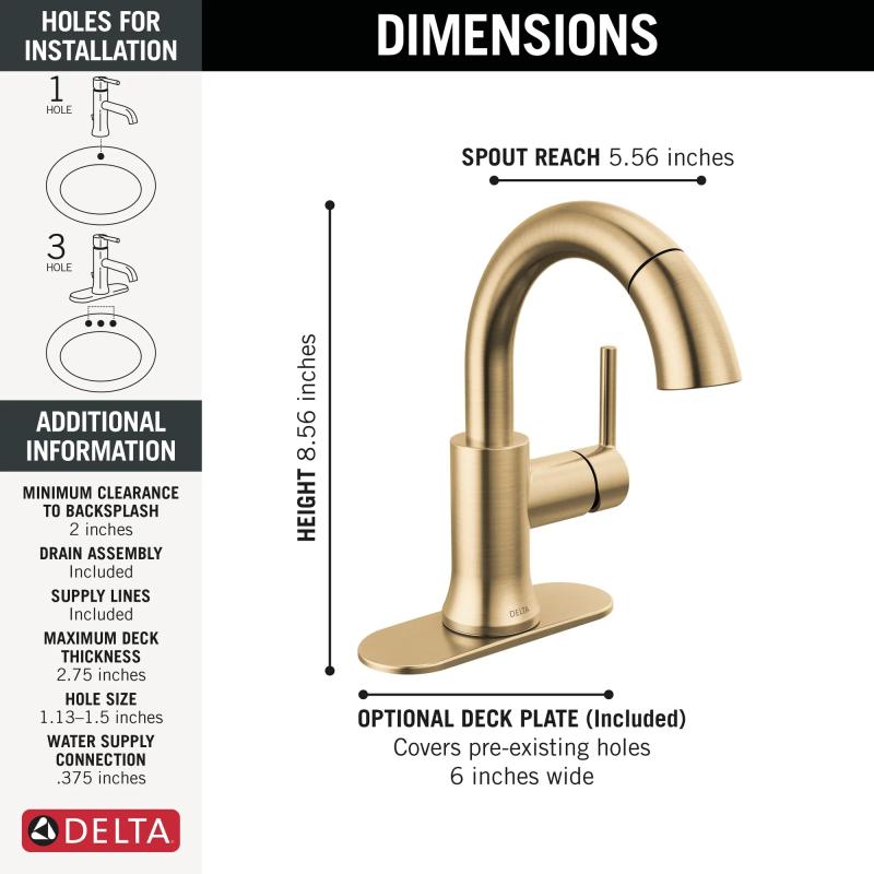 DELTA Trinsic Single Handle Pull Down Bathroom Faucet — Champagne Bronze