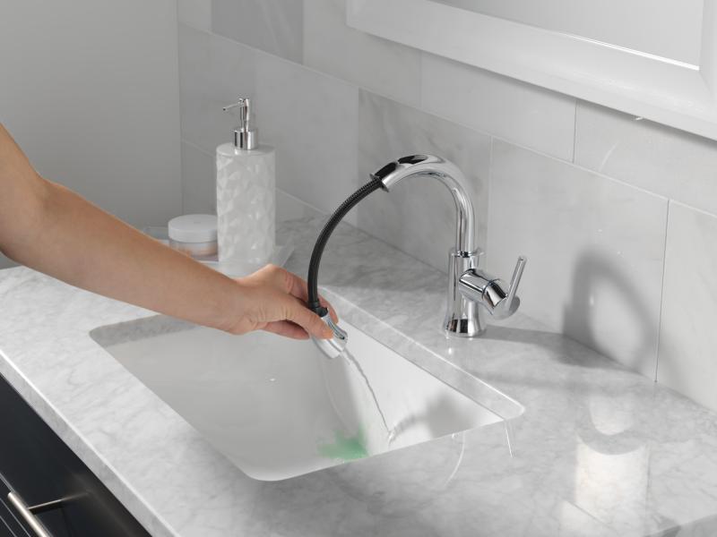 DELTA Trinsic Single Handle Pull-Down Bathroom Faucet — Chrome
