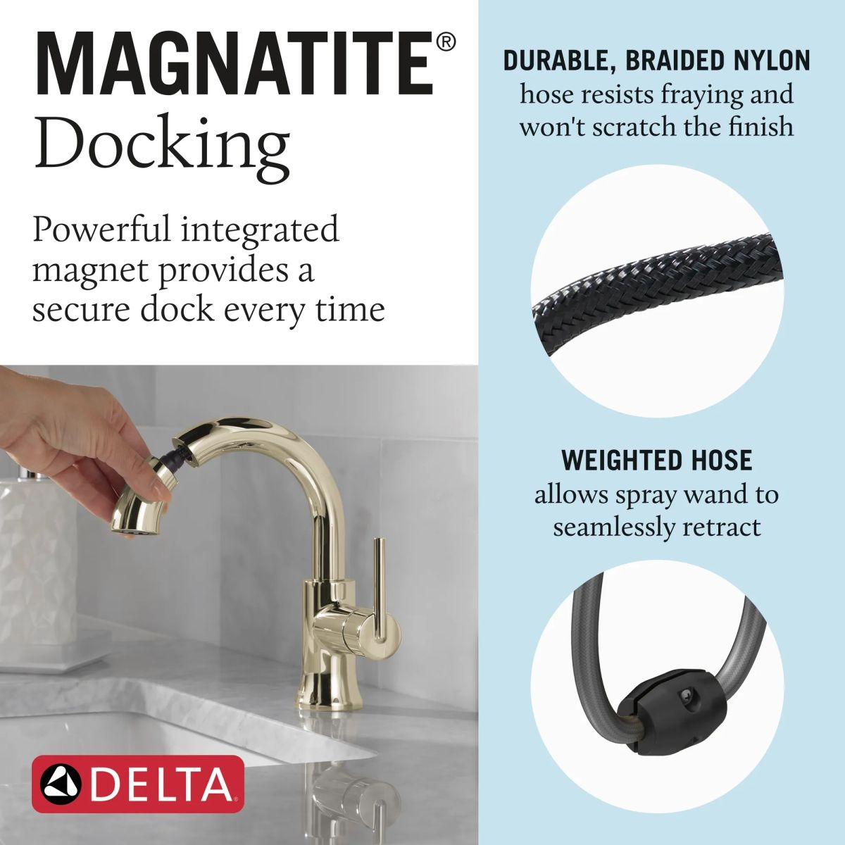 DELTA Trinsic Single Handle Pull-Down Bathroom Faucet — Polished Nickel