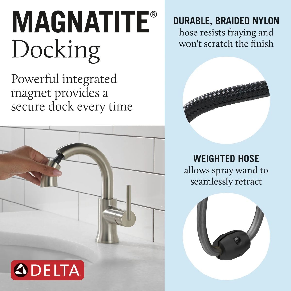 DELTA Trinsic Single Handle Pull-Down Bathroom Faucet — Stainless