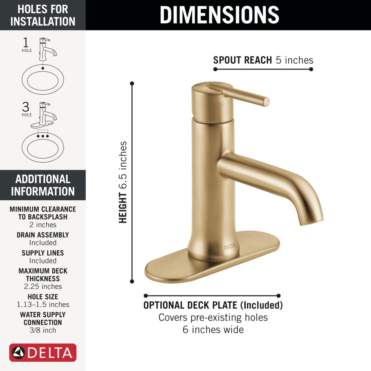 DELTA Trinsic Single Handle Bathroom Faucet — Champagne Bronze