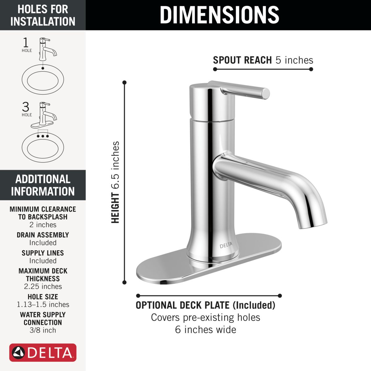DELTA Trinsic Single Handle Bathroom Faucet — Chrome