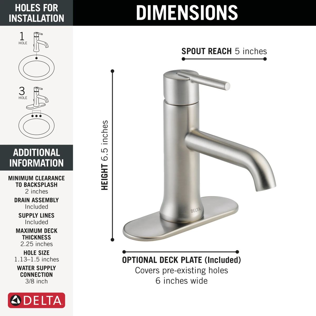 DELTA Trinsic Single Handle Bathroom Faucet — Stainless