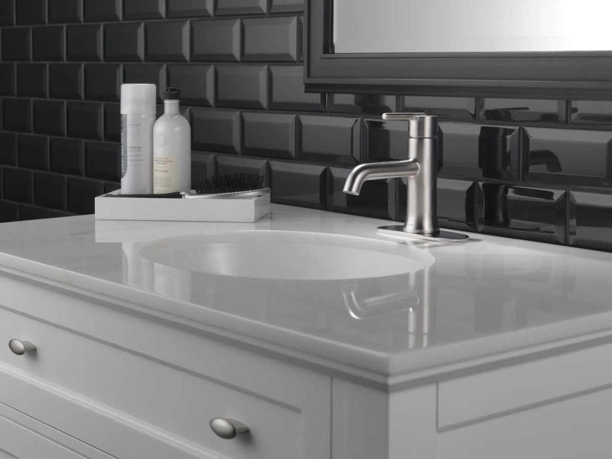 DELTA Trinsic Single Handle Bathroom Faucet — Stainless