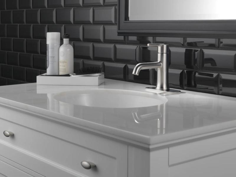DELTA Trinsic Single Handle Bathroom Faucet — Stainless