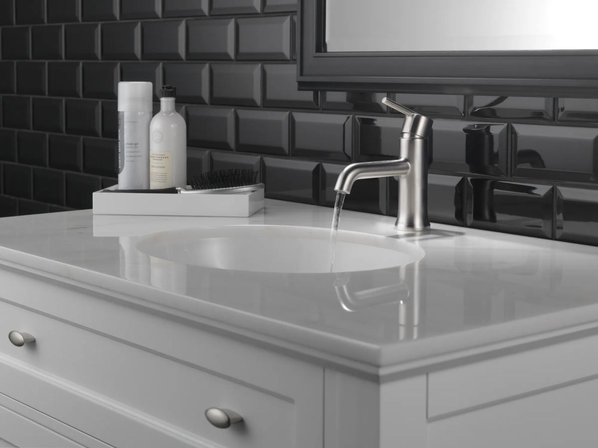 DELTA Trinsic Single Handle Bathroom Faucet — Stainless