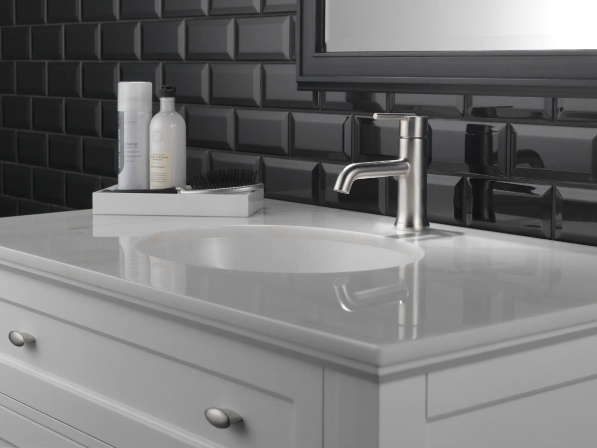 DELTA Trinsic Single Handle Bathroom Faucet — Stainless