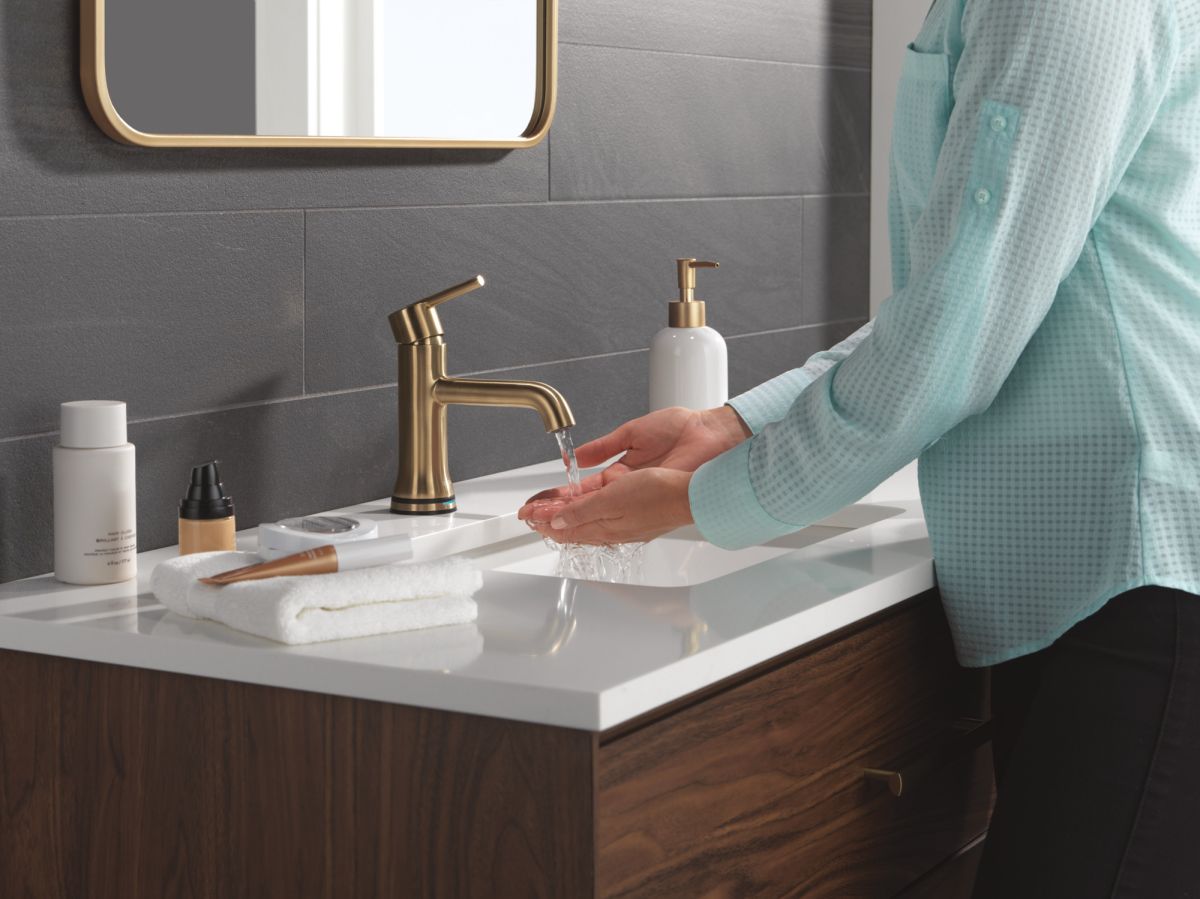 DELTA Trinsic Touch2O Bathroom Faucet with Touchless Technology — Champagne Bronze