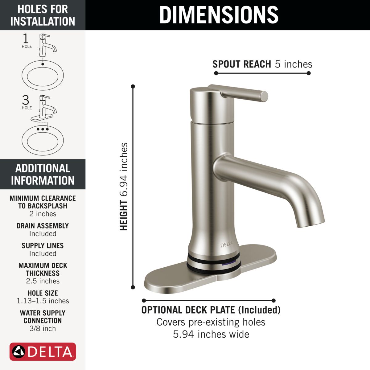 DELTA Trinsic Touch2O Bathroom Faucet with Touchless Technology — Stainless
