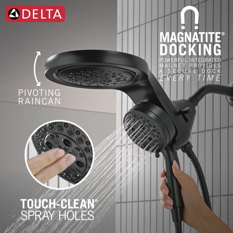 DELTA Universal Showering Components 6-Setting HydroRain with ProClean — Matte Black