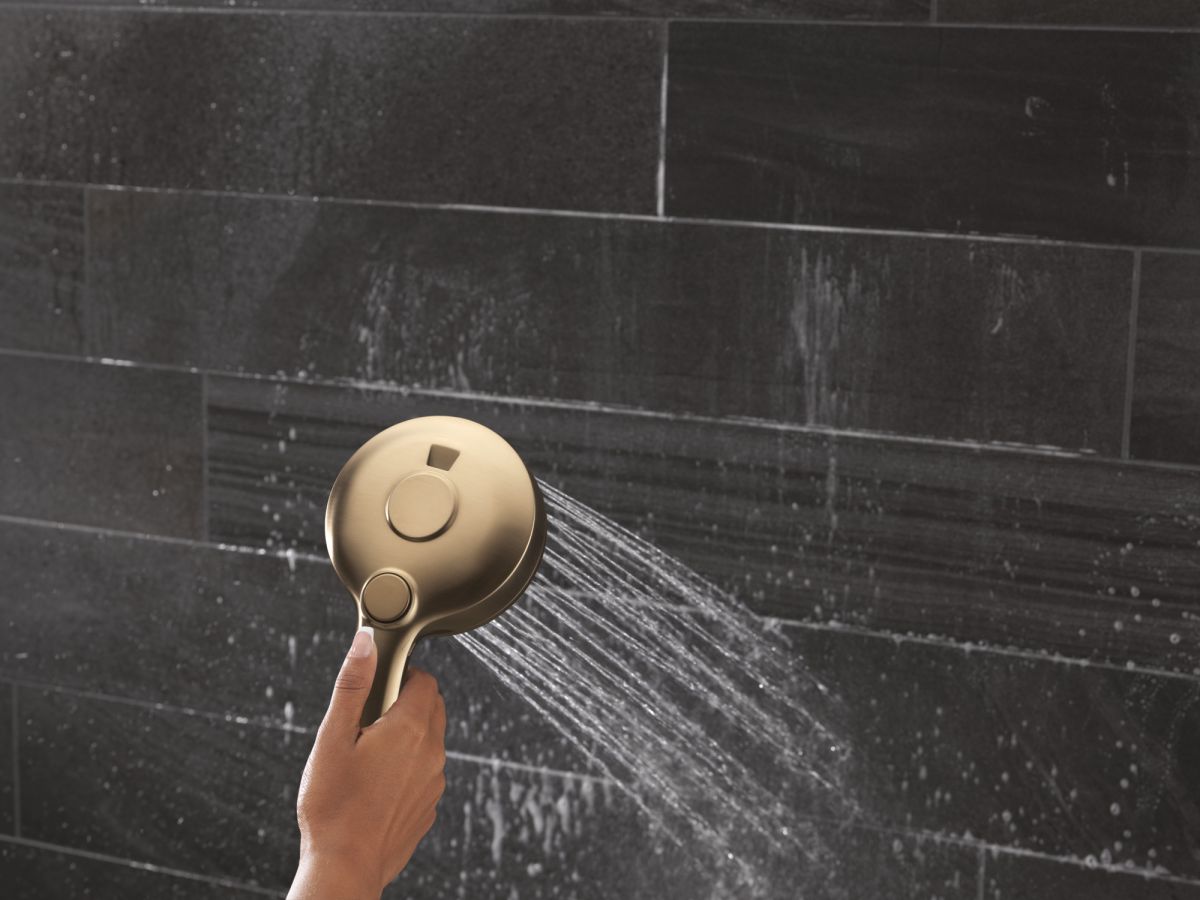 DELTA Universal Showering Components 6-Setting HydroRain with ProClean — Lumicoat® Champagne Bronze