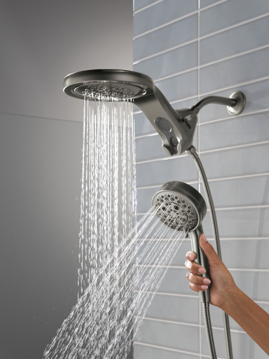 DELTA Universal Showering Components 6-Setting HydroRain with ProClean — Lumicoat® Black Stainless