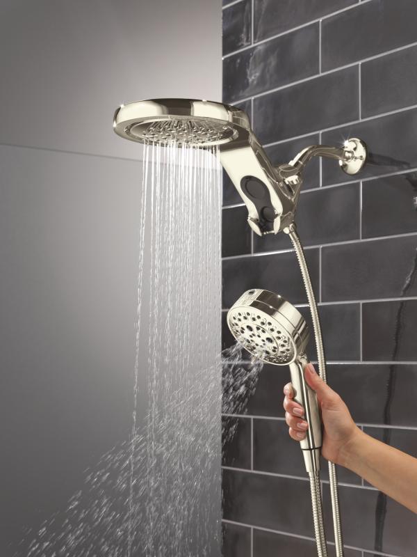 DELTA Universal Showering Components 6-Setting HydroRain with ProClean — Lumicoat® Polished Nickel