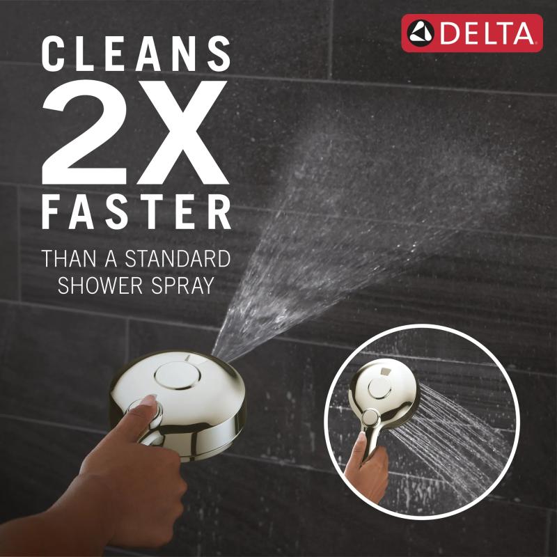 DELTA Universal Showering Components 6-Setting HydroRain with ProClean — Lumicoat® Polished Nickel