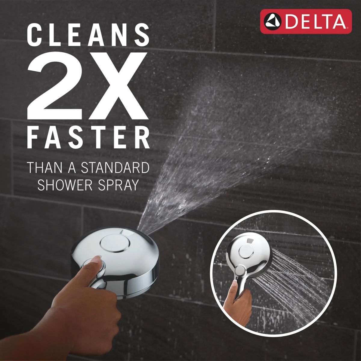 DELTA Universal Showering Components 6-Setting HydroRain with ProClean — Lumicoat® Chrome