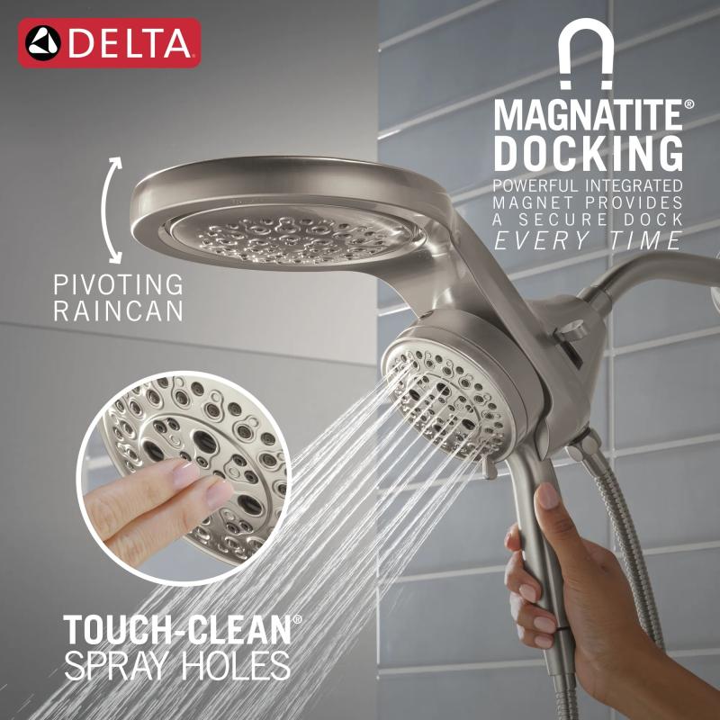 DELTA Universal Showering Components 6-Setting HydroRain with ProClean — Lumicoat® Stainless
