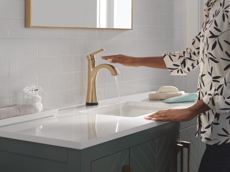 DELTA Lineax Touch2O Bathroom Faucet with Touchless Technology — Champagne Bronze