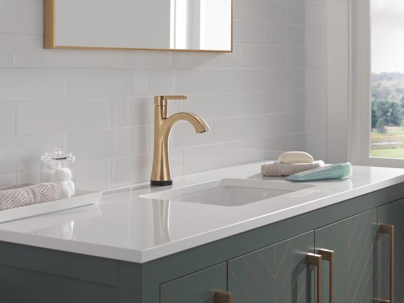 DELTA Lineax Touch2O Bathroom Faucet with Touchless Technology — Champagne Bronze