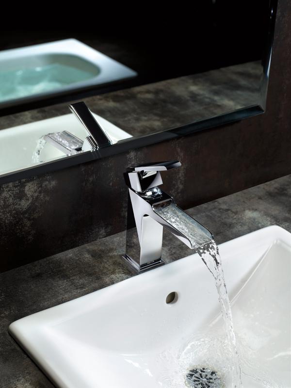 DELTA Ara Single Handle Channel Bathroom Faucet — Chrome