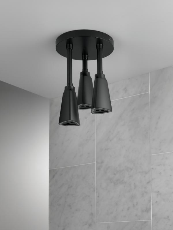 DELTA Universal Showering Components H2OKINETIC Pendant Raincan Shower Head with LED Light — Matte Black