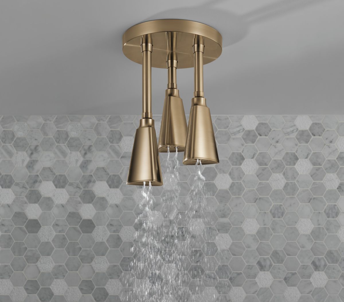 DELTA Universal Showering Components H2Okinetic Pendant Raincan Shower Head — Champagne Bronze