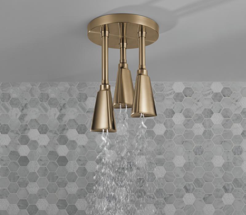 DELTA Universal Showering Components H2Okinetic Pendant Raincan Shower Head — Champagne Bronze