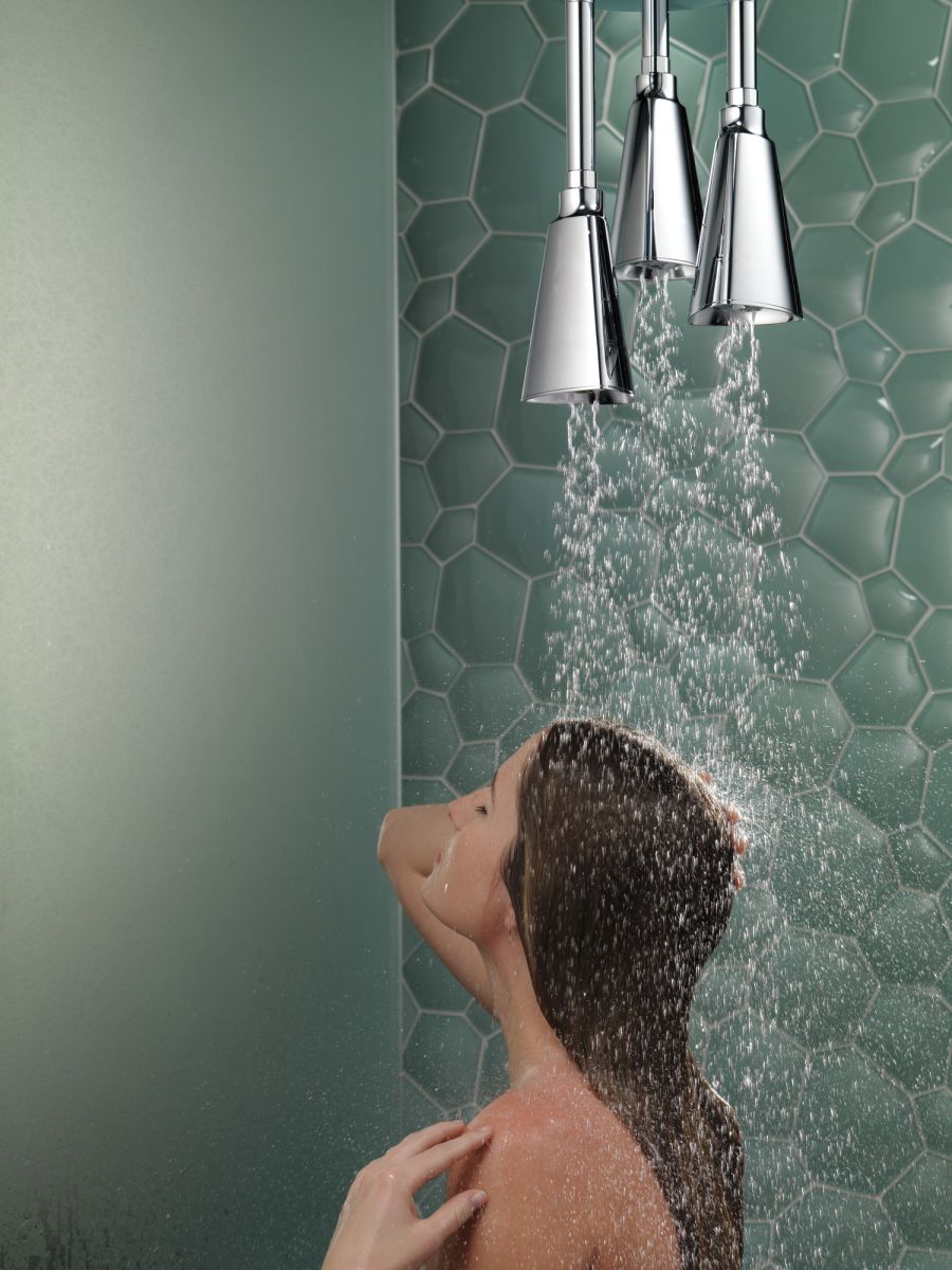 DELTA Universal Showering Components H2OKINETIC Pendant Raincan Shower Head — Chrome