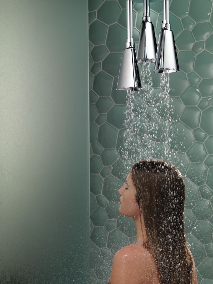 DELTA Universal Showering Components H2OKINETIC Pendant Raincan Shower Head — Chrome