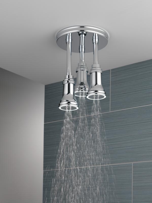DELTA Universal Showering Components H2OKINETIC Pendant Raincan Shower Head with LED Light — Chrome
