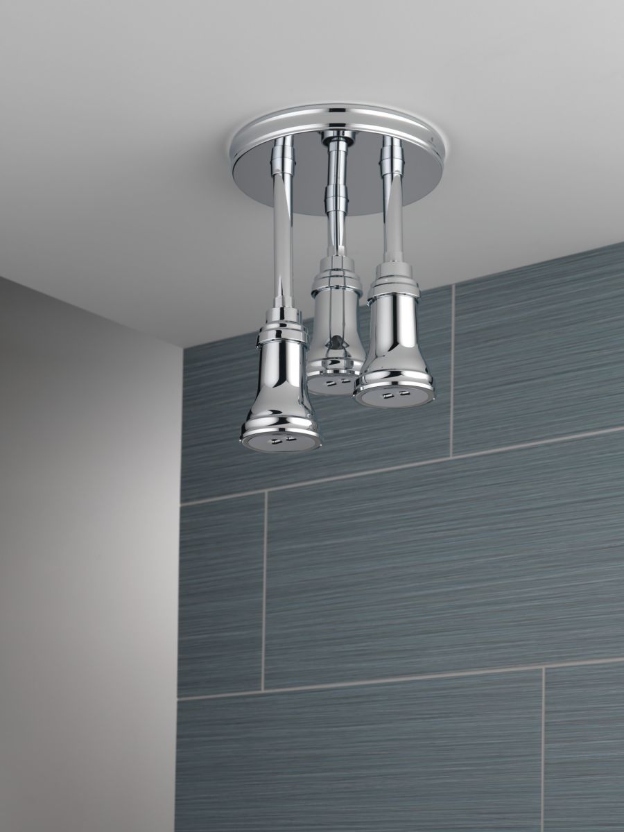 DELTA Universal Showering Components H2OKINETIC Pendant Raincan Shower Head with LED Light — Chrome