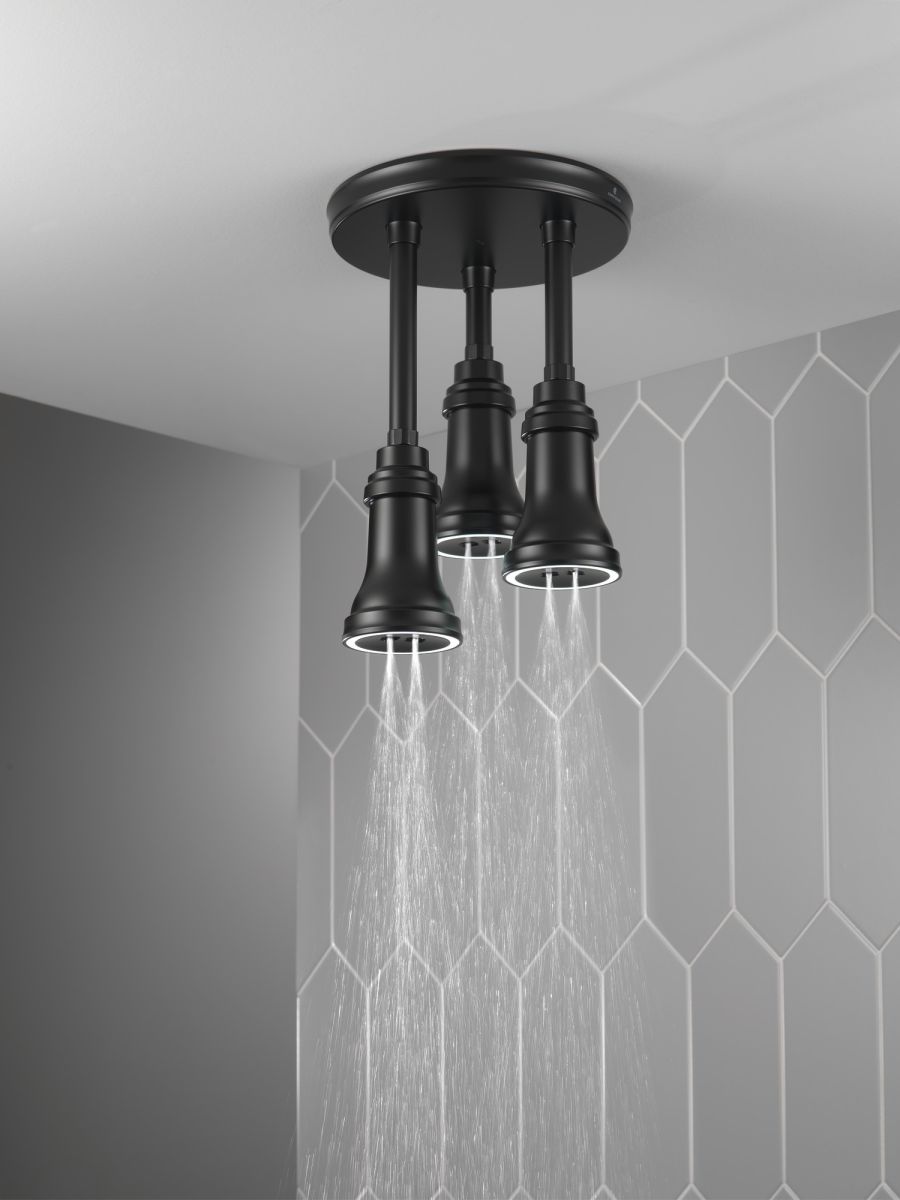 DELTA Universal Showering Components LED Pendant Raincan Single-Setting H2Okinetic — Matte Black
