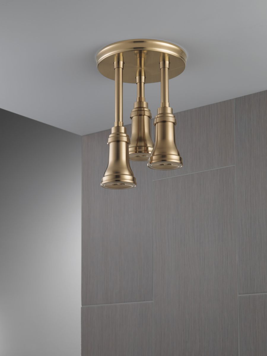 DELTA Universal Showering Components H2OKINETIC Pendant Raincan Shower Head with LED Light — Champagne Bronze