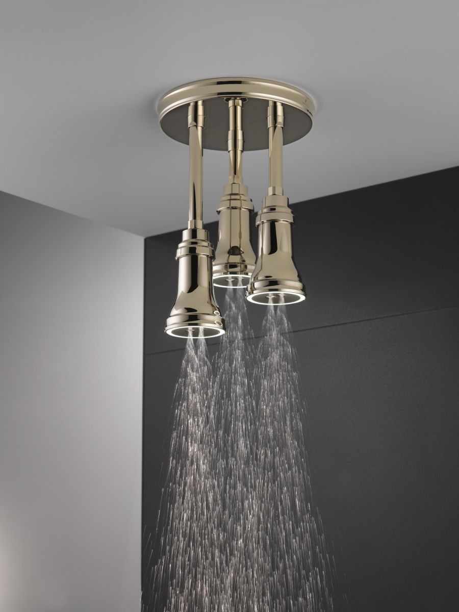 DELTA Universal Showering Components H2OKINETIC Pendant Raincan Shower Head with LED Light — Polished Nickel