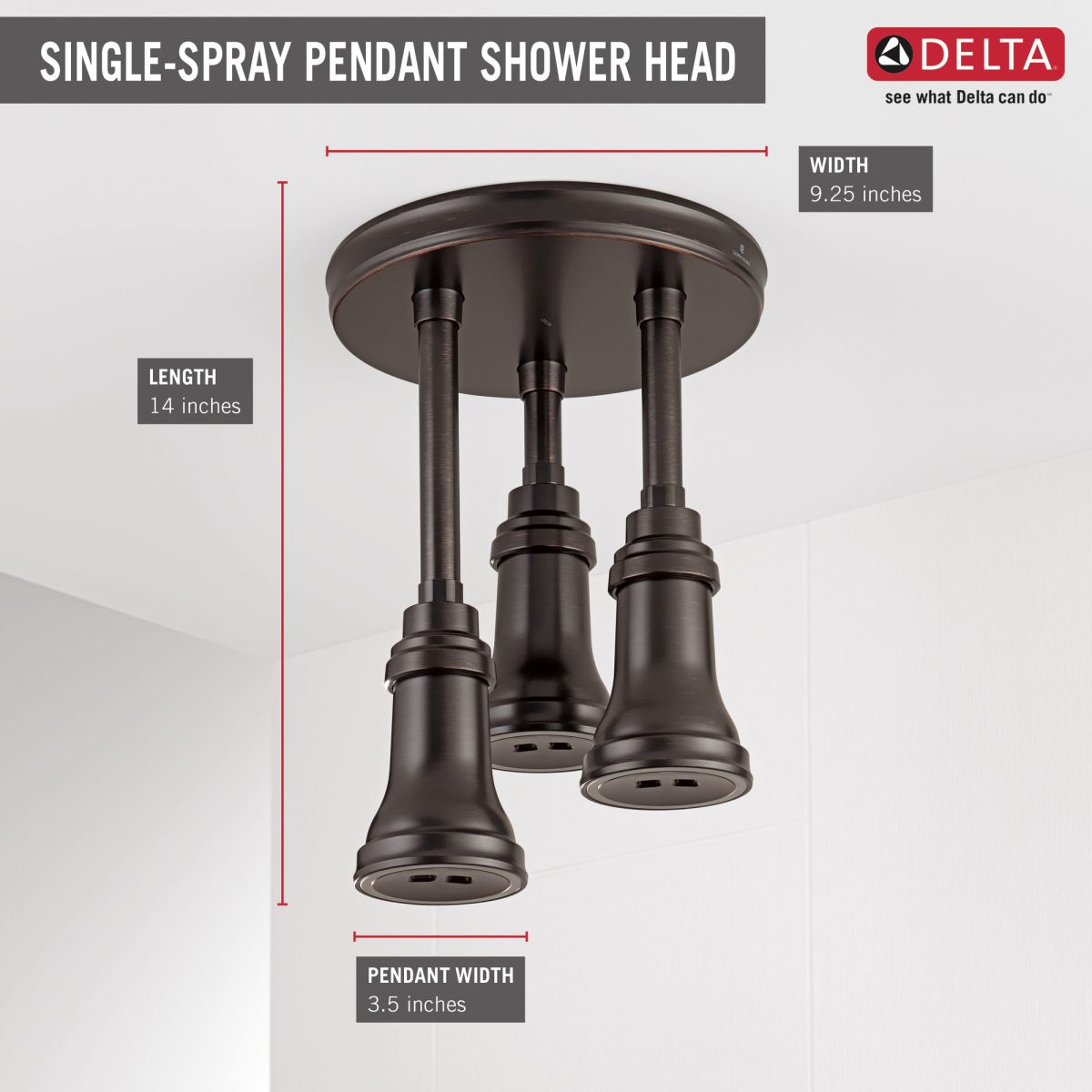 DELTA Universal Showering Components H2OKINETIC Pendant Raincan Shower Head with LED Light — Venetian Bronze