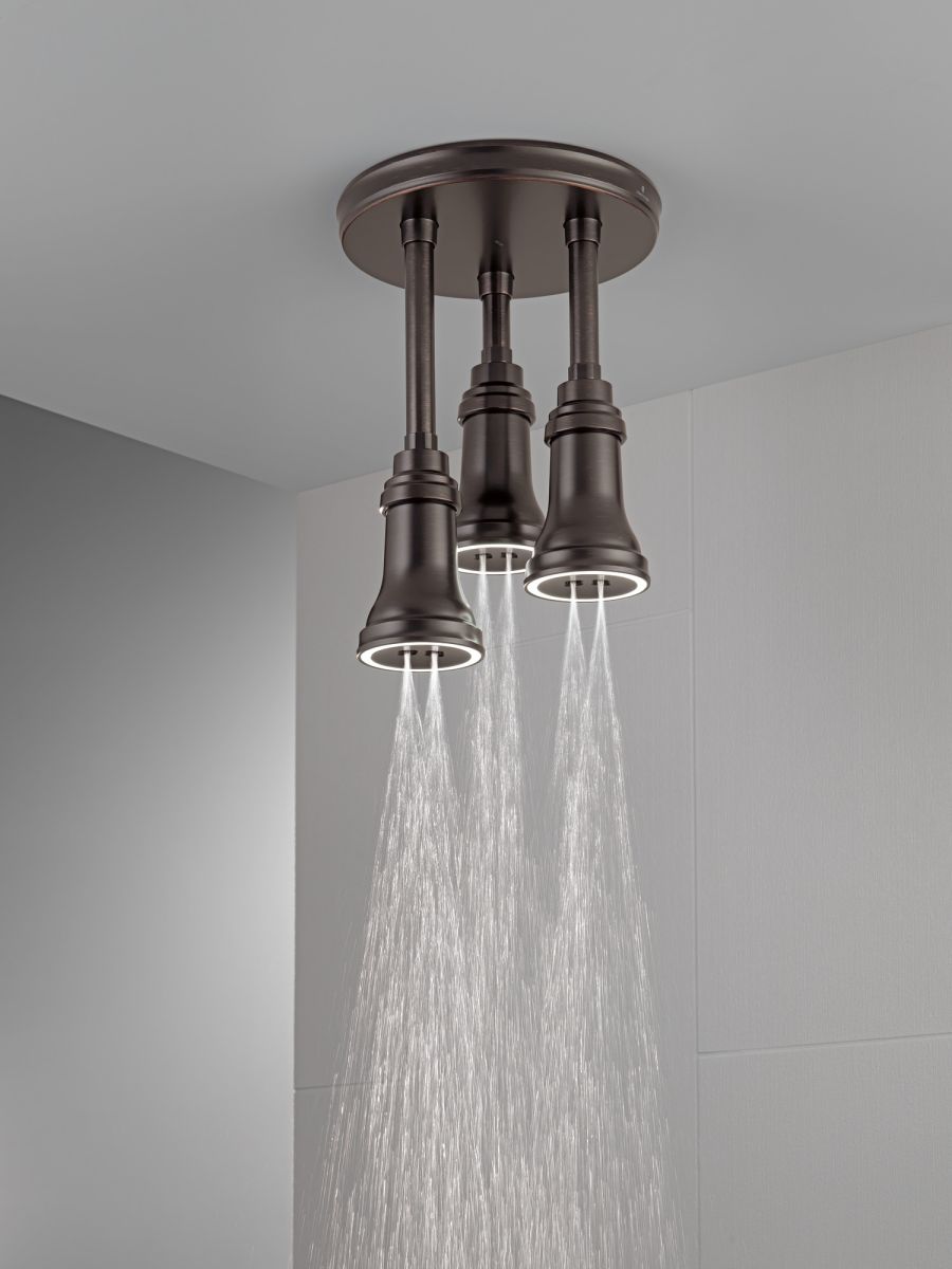 DELTA Universal Showering Components H2OKINETIC Pendant Raincan Shower Head with LED Light — Venetian Bronze