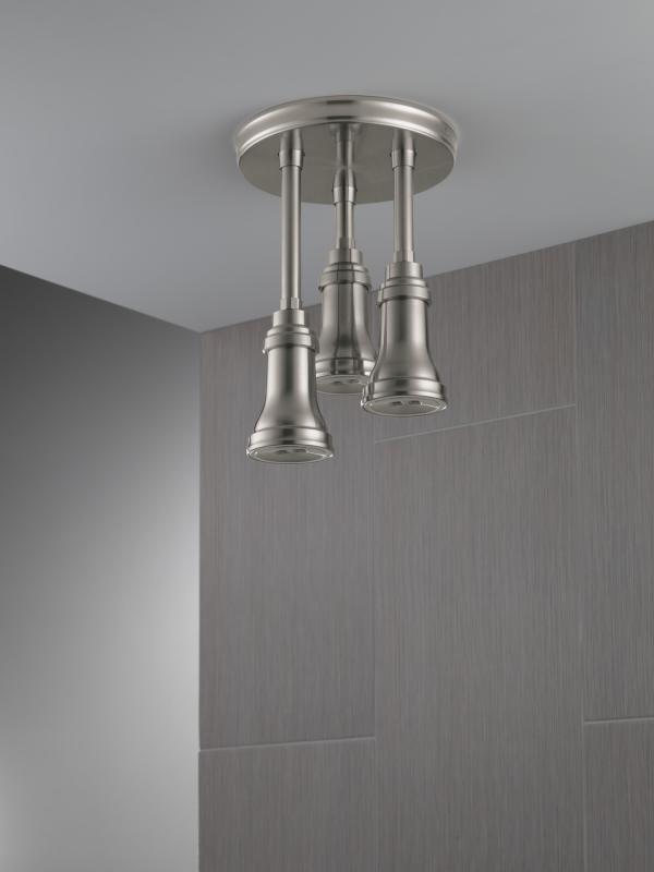 DELTA Universal Showering Components H2OKINETIC Pendant Raincan Shower Head with LED Light — Stainless