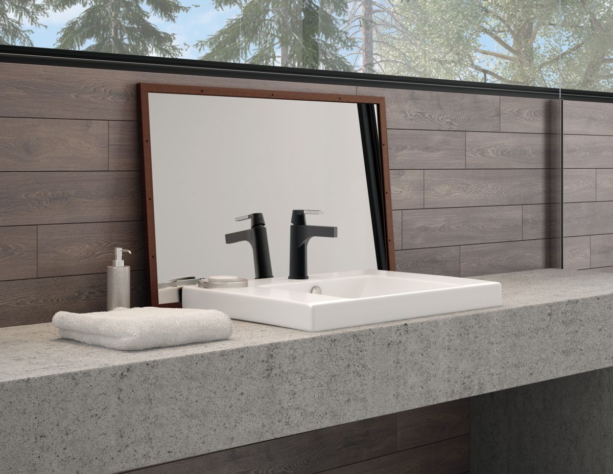 DELTA Zura Single Handle Bathroom Faucet — Chrome / Matte Black