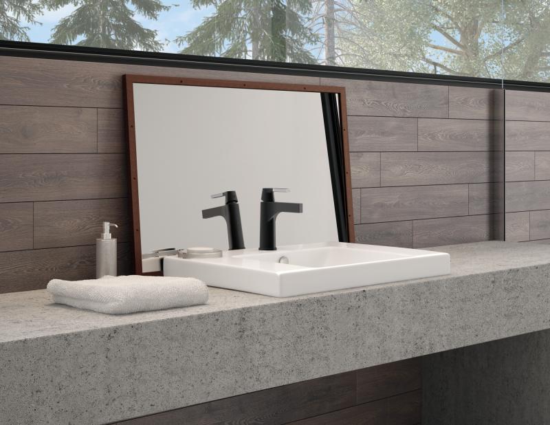 DELTA Zura Single Handle Bathroom Faucet — Chrome / Matte Black