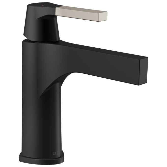 DELTA Zura Single Handle Bathroom Faucet — Matte Black / Stainless