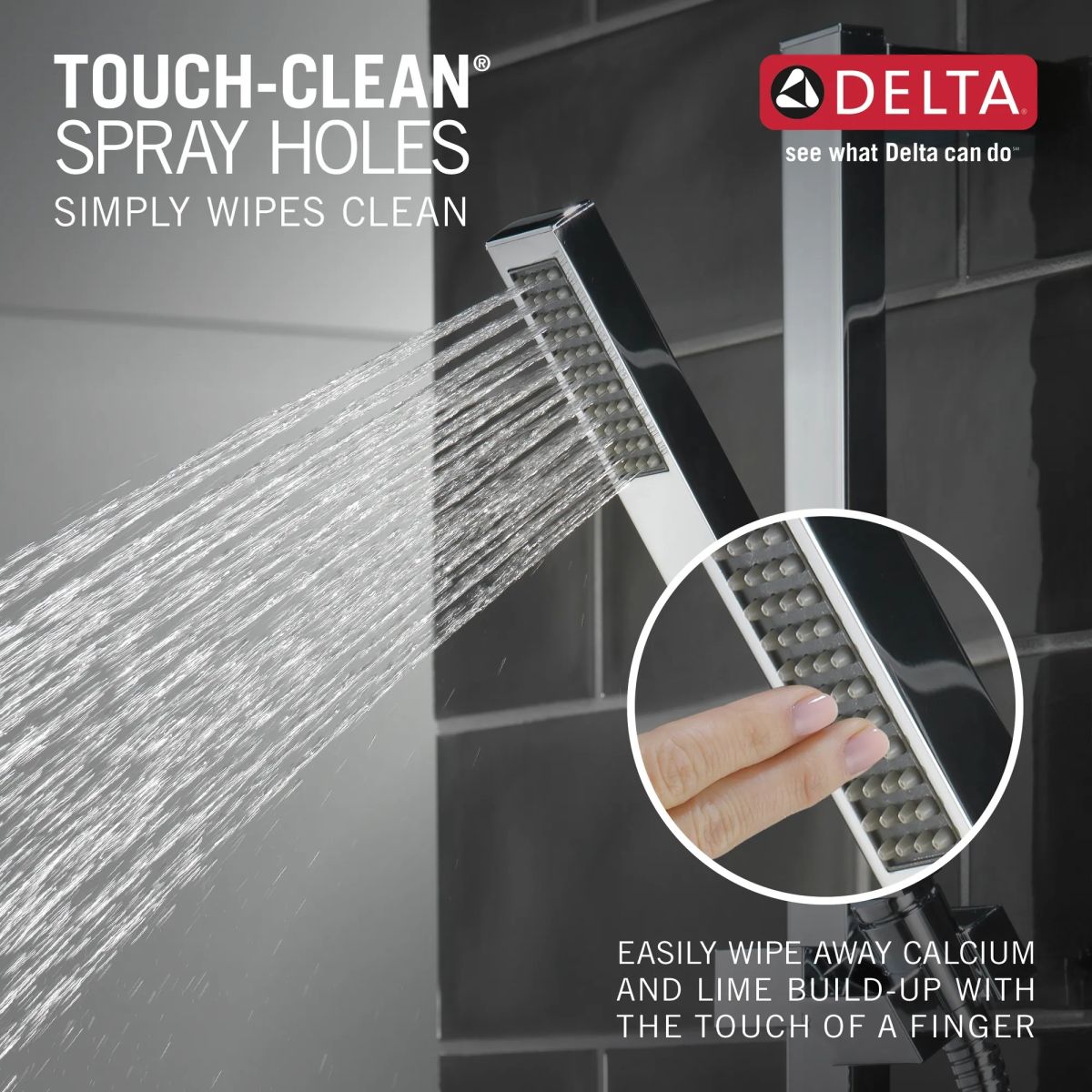 DELTA Vero Premium Single-Setting Slide Bar Hand Shower — Chrome