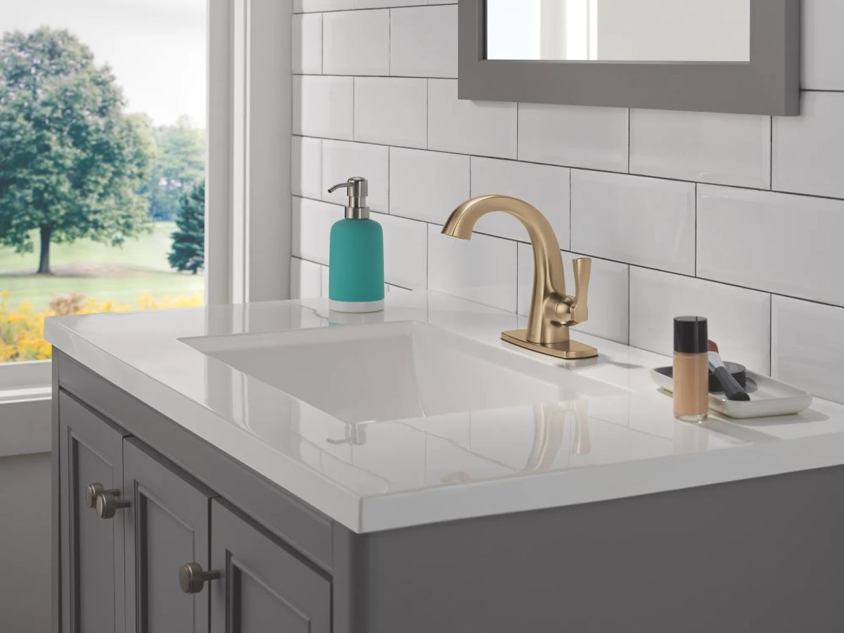 DELTA Stryke Single Handle Bathroom Faucet — Lumicoat® Champagne Bronze